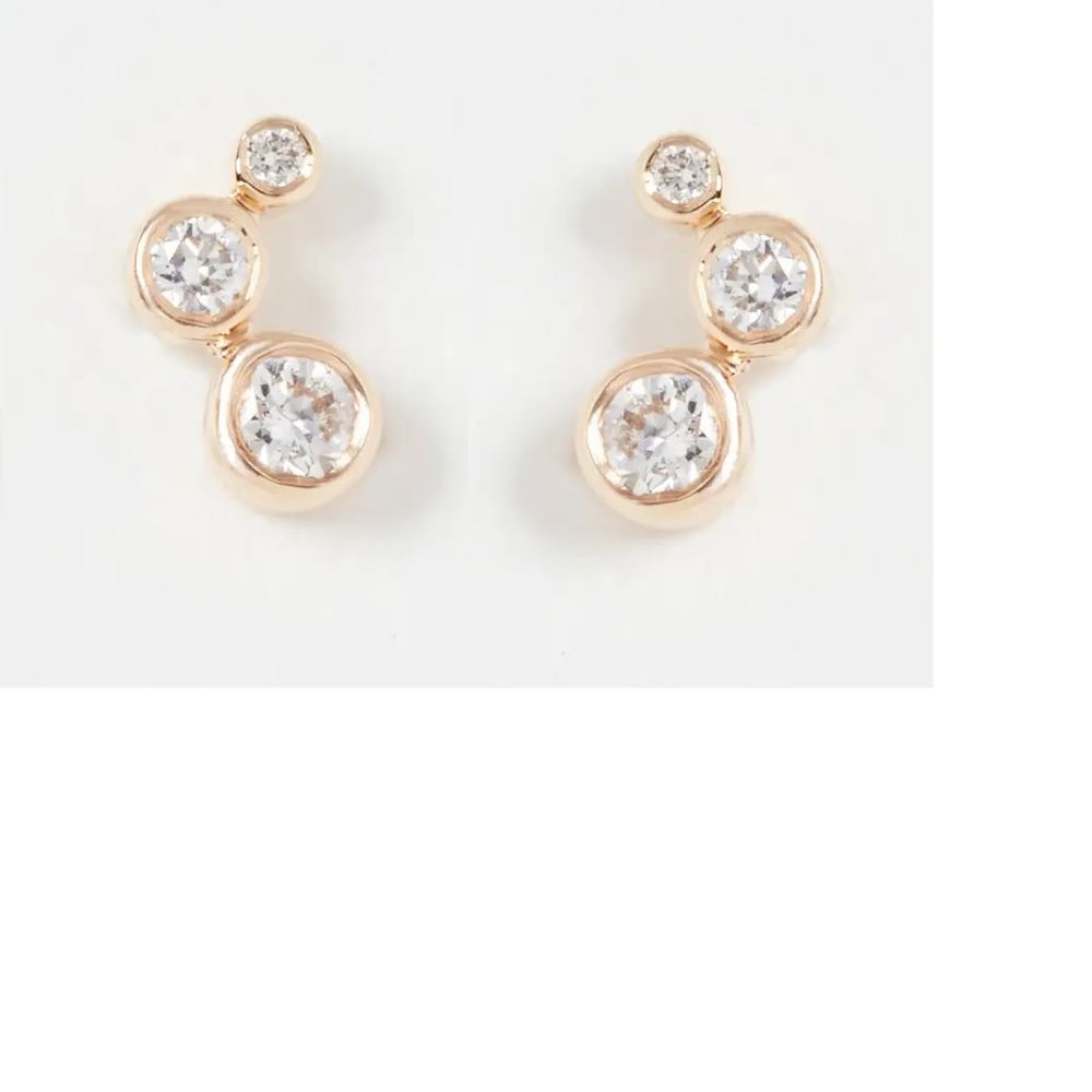 Maria Black Diamond Coco Studs PAIR (R & L) 14k Yellow Gold, Bullet Backs